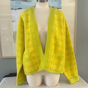 JODIFL Bright Yellow houndstooth open Cardigan